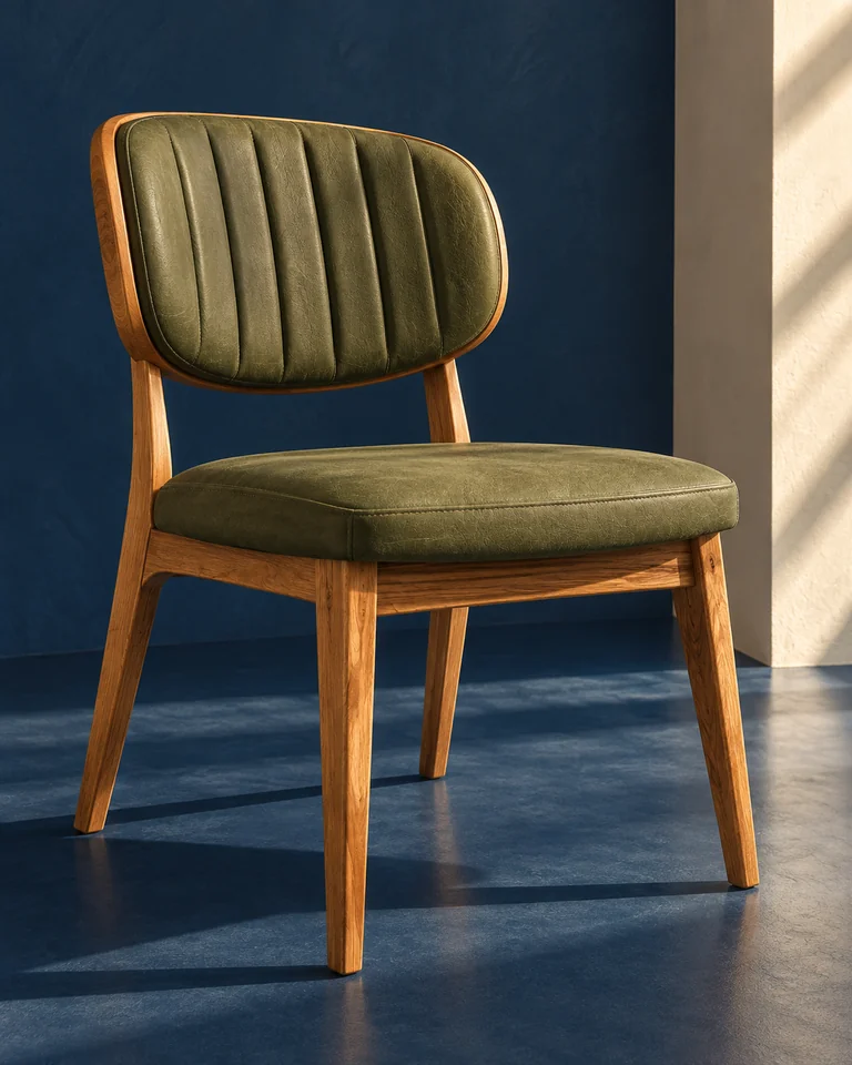 Akyıl Sandalye campaign design highlighting the wooden form and upholstery texture